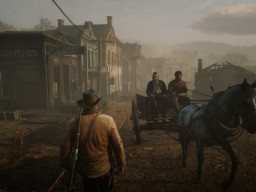 RedDead2 GameplayVideo ArthurMorgan Horse HorseCarriage Town Radar