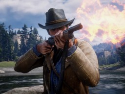 RedDead2 GameplayVideo ArthurMorgan Rifle Landscape Forest Mountains