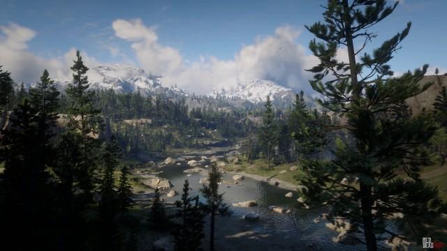 RedDead2 GameplayVideo Landscape Forest Mountains Snow