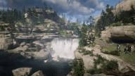 RedDead2 GameplayVideo Landscape Forest Waterfall Horse