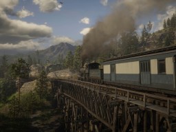 RedDead2 GameplayVideo Train Bridge Landscape