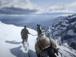 RDR2 GameplayVideoPart2 02 Radar ArthurMorgan Horse Snow