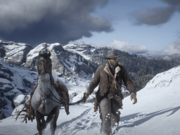 RDR2 GameplayVideoPart2 03 ArthurMorgan Horse Snow