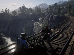 RDR2 GameplayVideoPart2 43 Radar ArthurMorgan Railway Landscape River