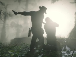 RDR2 HandsOnPreviews 35 ArthurMorgan Fight HuntingKnife Forest