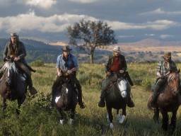 RDR2 HandsOnPreviews 42 ArthurMorgan JohnMarston BillWilliamson MicahBell DutchGang Horse Landscape