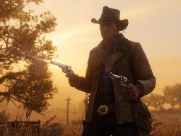 RDR2 ArthurMorgan DualWielding Sunset