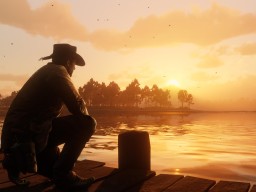 RDR2 Lake Sunset