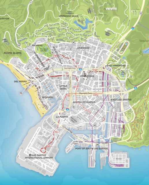 gta map los santos street names