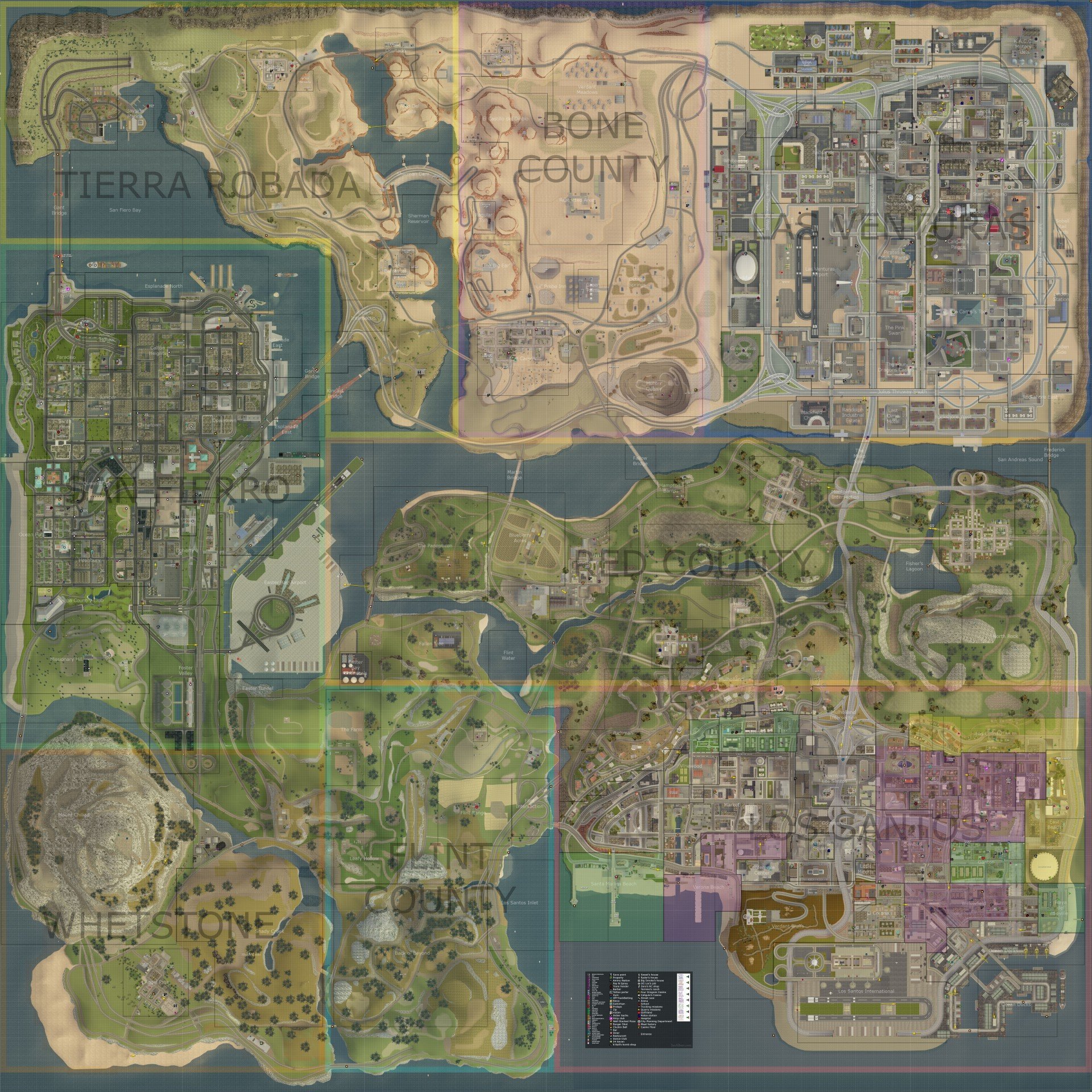 GTA San Andreas Map Locations Guide All Cities Countryside GTA San Andreas Map Locations Guide All Cities Countryside