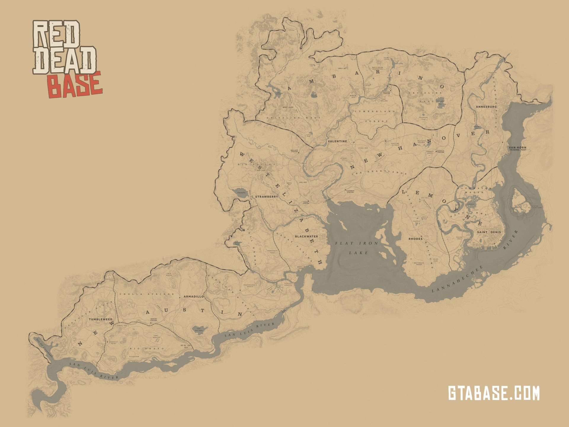 Full Red Dead Redemption 2 Map HD Locations Guide