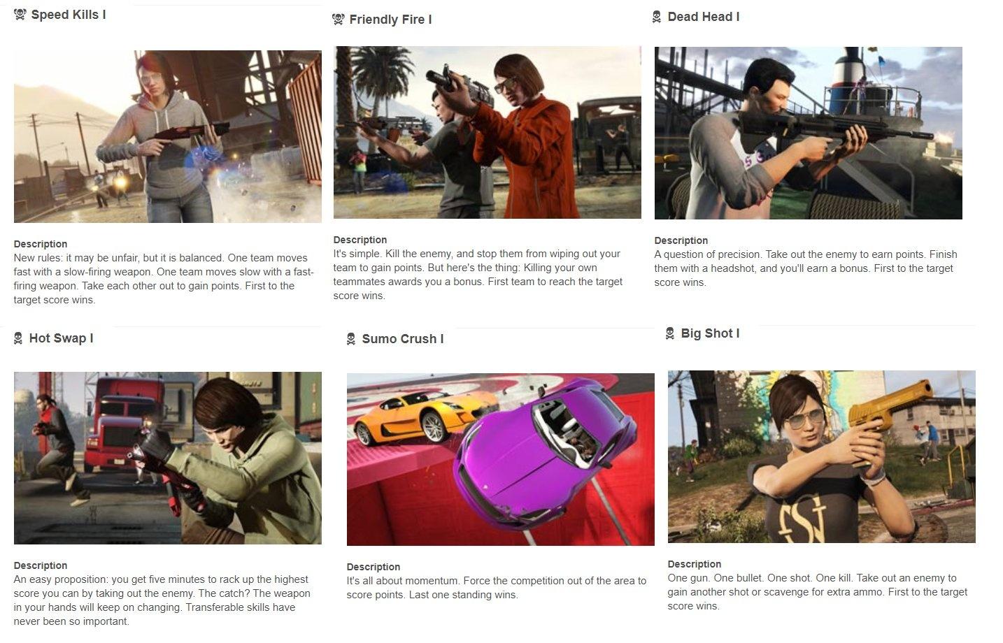 gta online new deathmatch modes