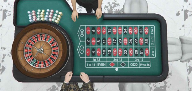 GTA Online - Top-down view of a Roulette table