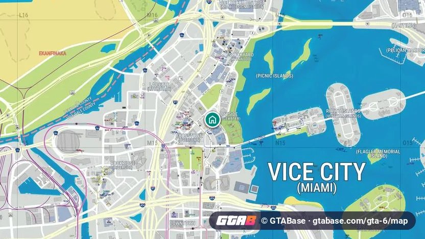 Lucia's Safehouse location on the GTA 6 map