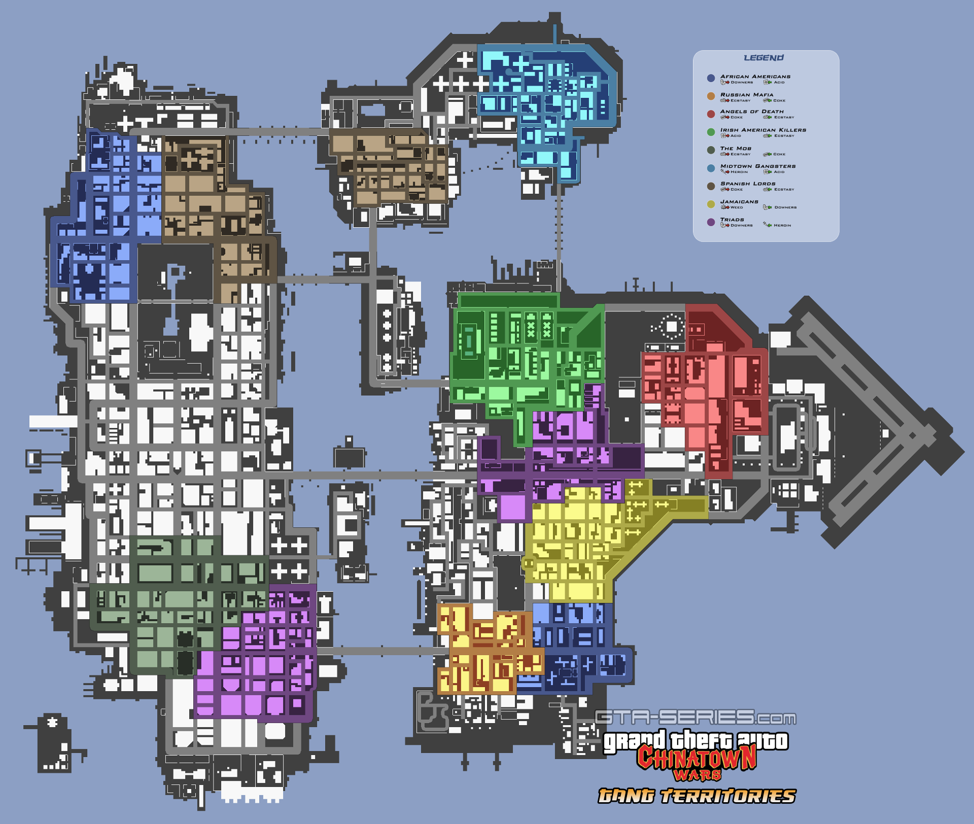 gta chinatown wars gang territories map