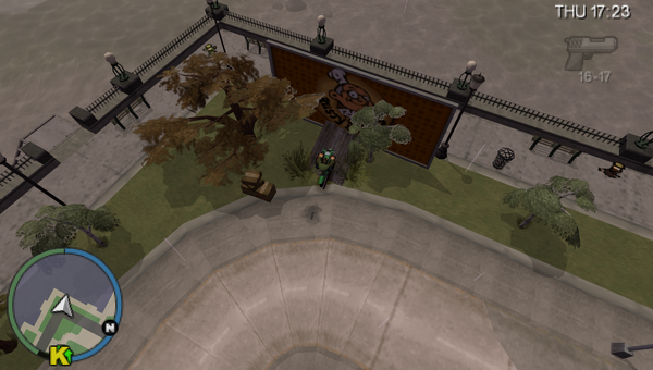 In-game depiction of Stunt Jump #21 in Grand Theft Auto: Chinatown Wars