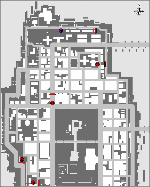 Map of the five stunt jumps available in Algonquin North in Grand Theft Auto: Chinatown Wars