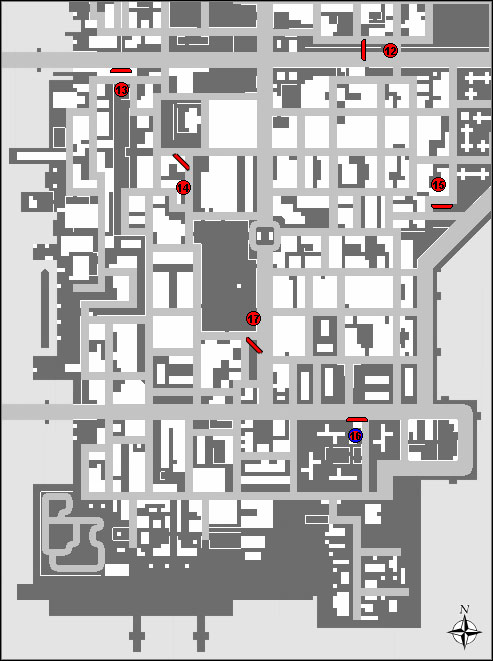 Map of the six stunt jumps available in Broker in Grand Theft Auto: Chinatown Wars