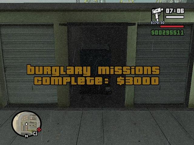 gta sa burglary mission completed in one attempt
