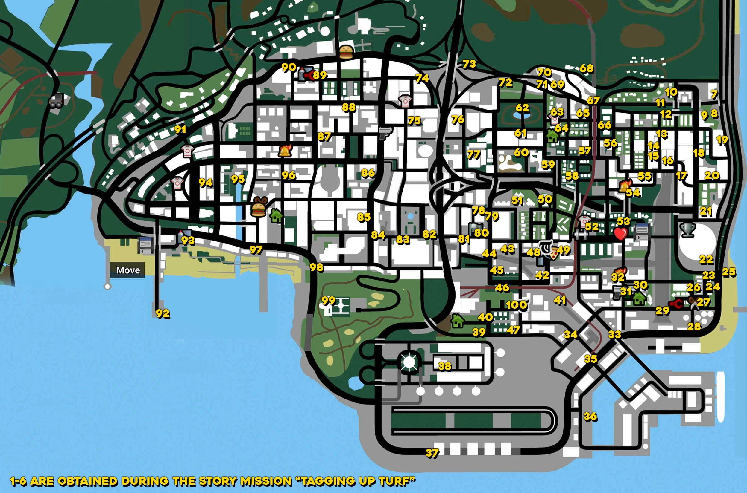 GTA San Andreas Gang Tags Map Locations