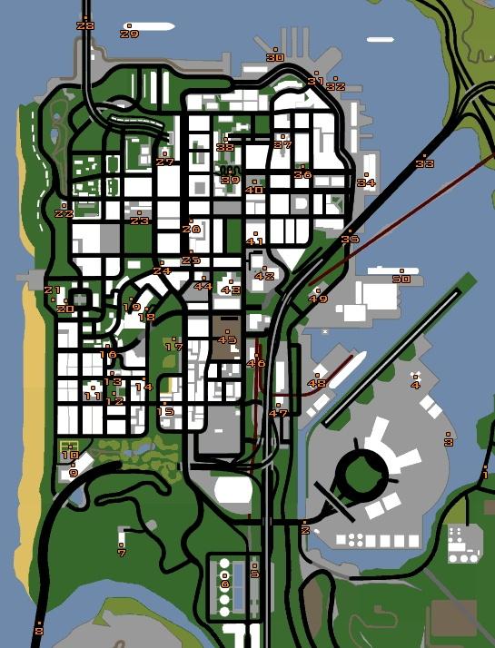 GTA San Andreas: Snapshots Map Locations