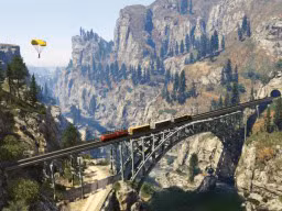 GTA5 025 Train Bridge Parachuting