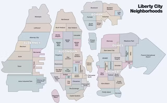 gta map liberty city neighborhoods