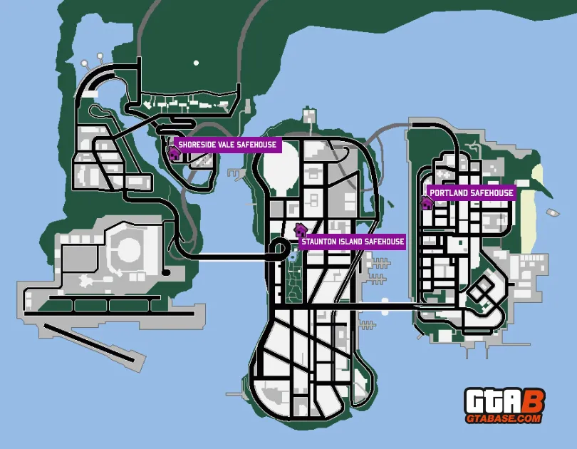 GTA 3 Shoreside Vale Safehouse Map Location