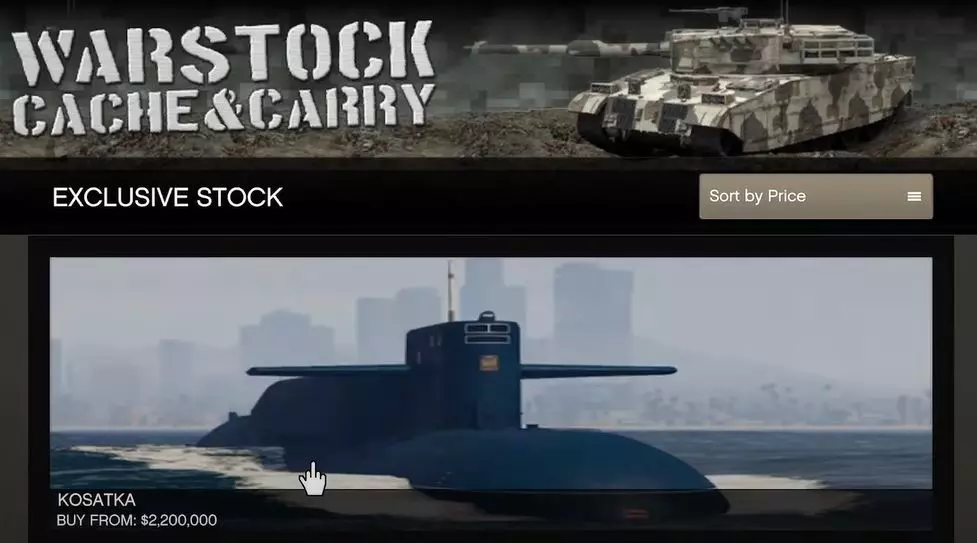 Warstock Website displaying Kosatka