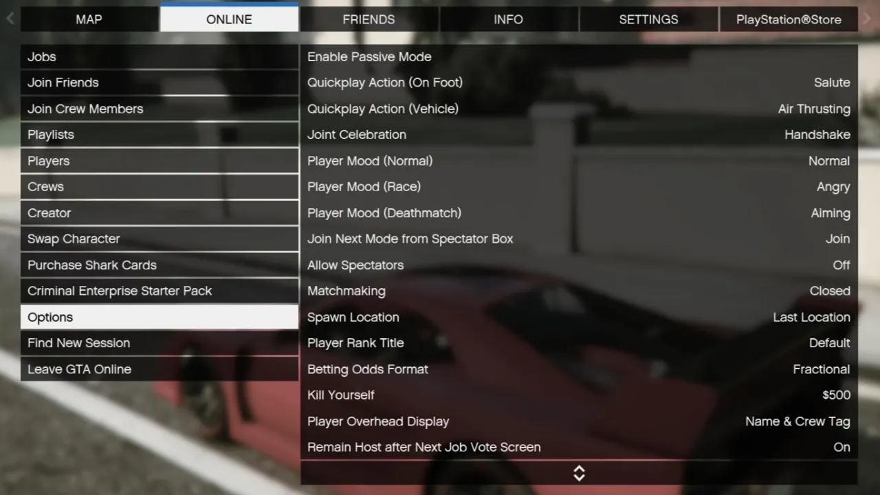 gta 5 online options pause menu