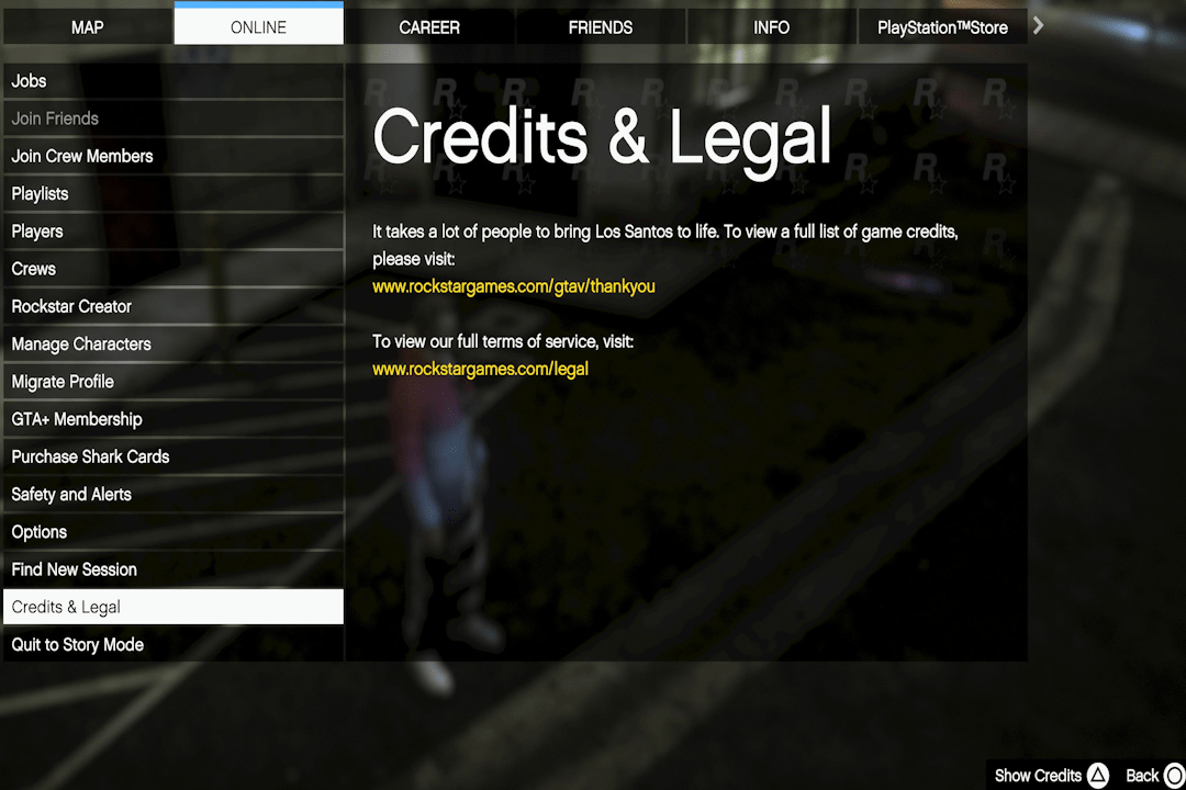 gta online credits legal