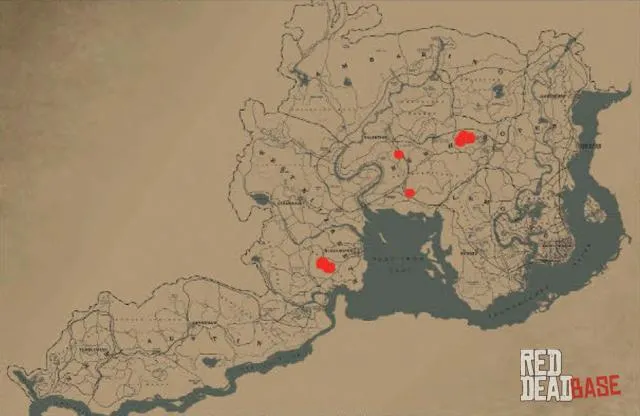 American Bison - Map Location in RDR2