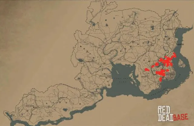 American Bullfrog - Map Location in RDR2