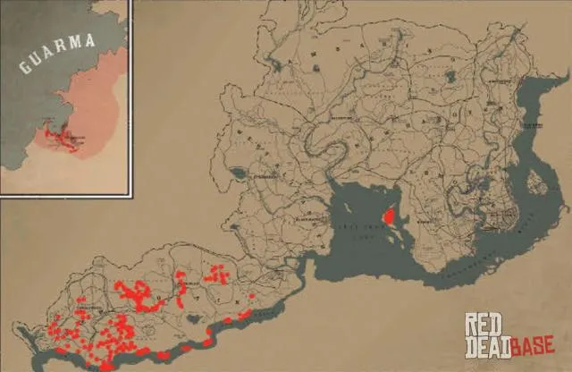 Green Iguana - Map Location in RDR2