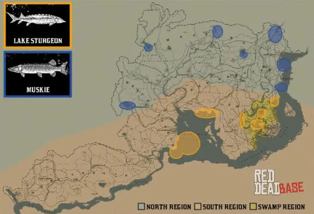 Lake Sturgeon - Map Location in RDR2