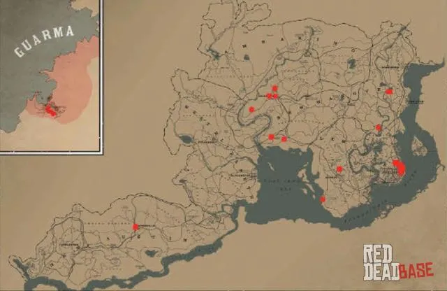 Old Spot Pig - Map Location in RDR2