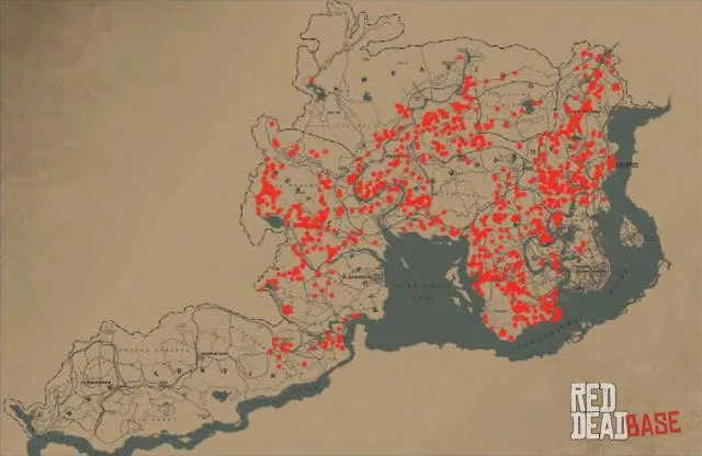 North American Raccoon - Map Location in RDR2