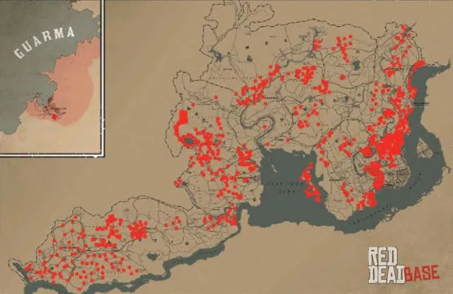 Black-tailed Rattlesnake - Map Location in RDR2