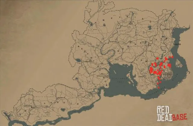 Roseate Spoonbill - Map Location in RDR2