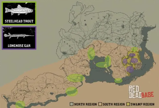 Steelhead Trout - Map Location in RDR2 Steelhead Trout - Map Location in RDR2