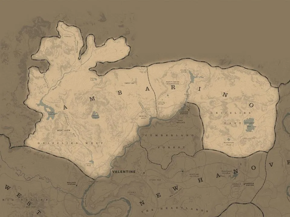 Ambarino Map - Red Dead Redemption 2