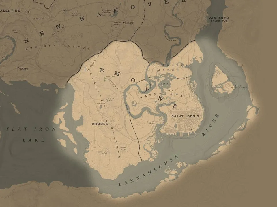 Lemoyne Map - Red Dead Redemption 2