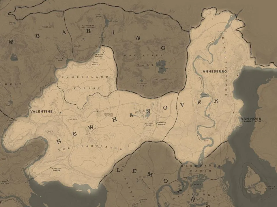 New Hanover Map - Red Dead Redemption 2
