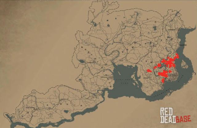 American Bullfrog - Map Location in RDR2 American Bullfrog - Map Location in RDR2