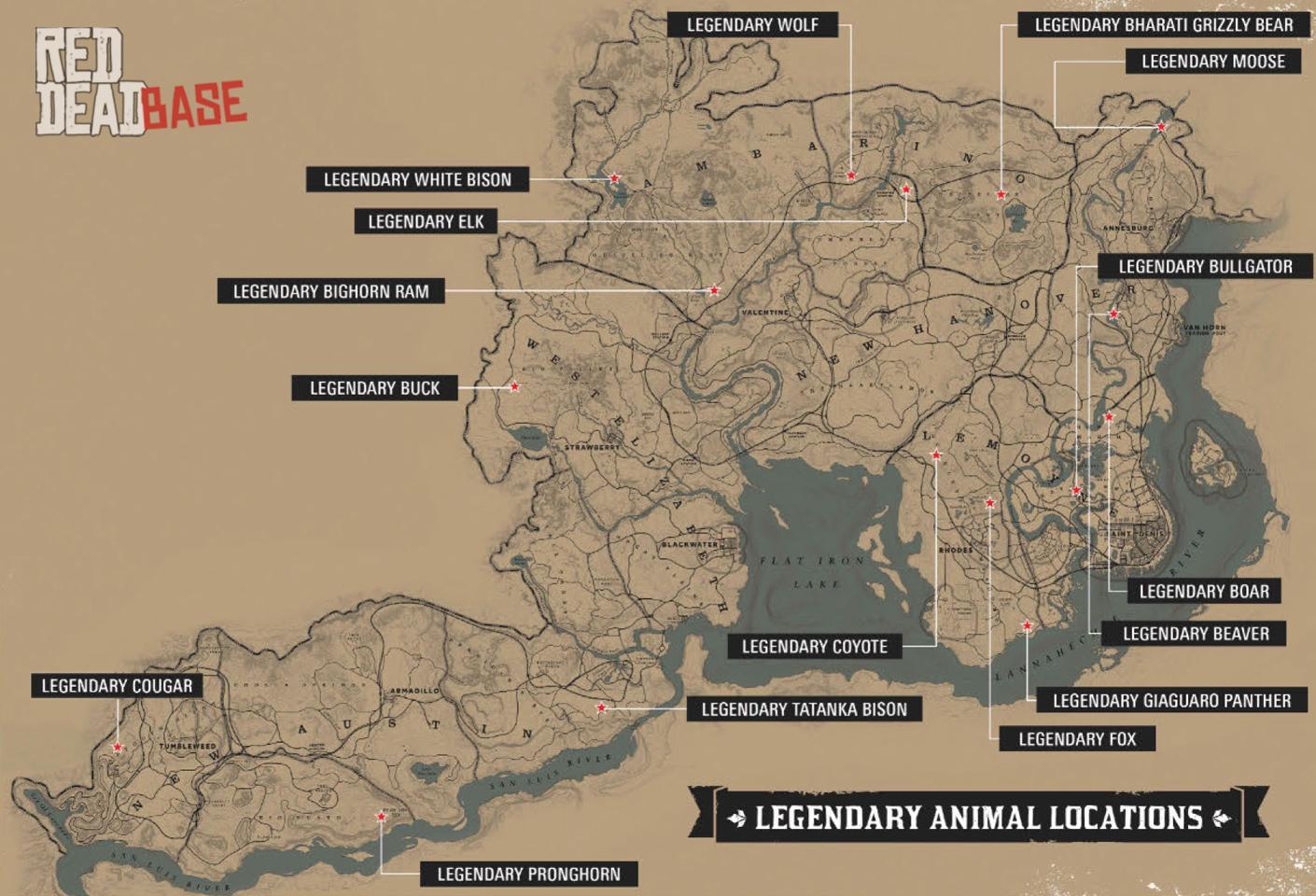 Legendary Buck - Map Location in RDR2