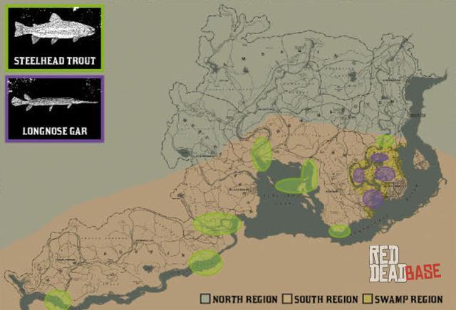 Steelhead Trout - Map Location in RDR2 Steelhead Trout - Map Location in RDR2