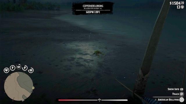 red dead redemption 2 american bullfrog copperhead landing hunting requests animal location