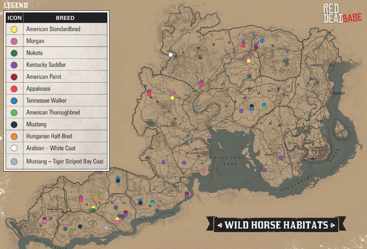Hungarian Halfbred - Map Location in RDR2