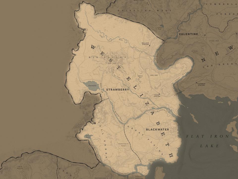 West Elizabeth Map - Red Dead Redemption 2